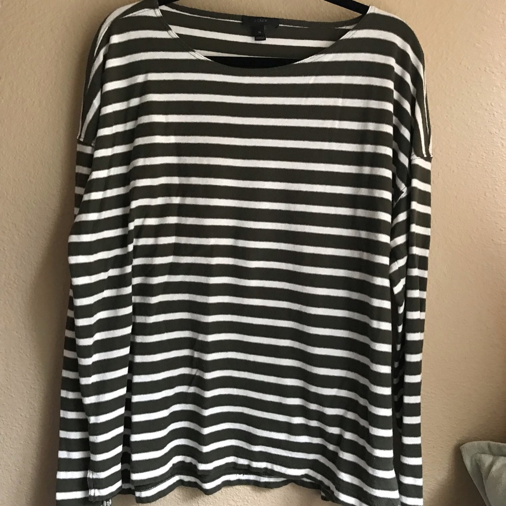J. Crew olive green Striped top